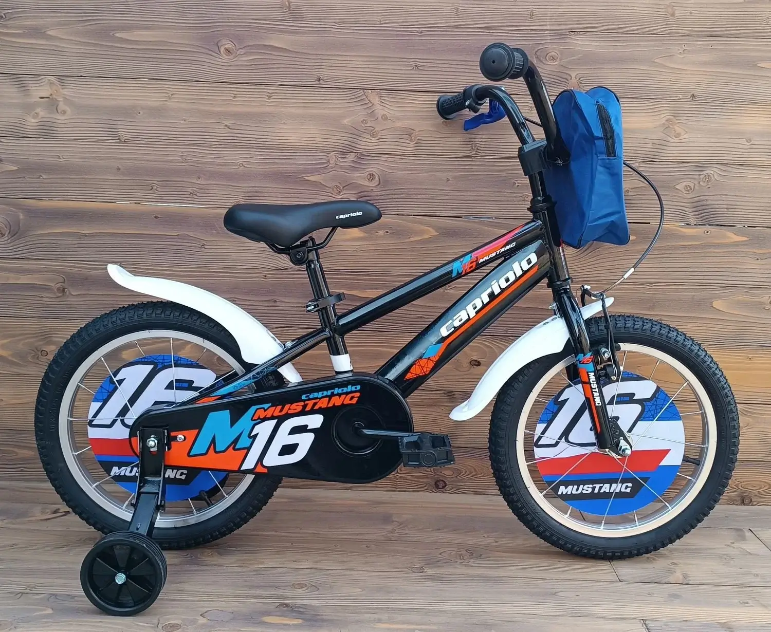Bicicleta cu roti ajutatoare Capriolo Mustang black blue red