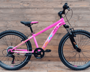 Bicicleta mtb roz cu telescop fata si picior de sprijin
