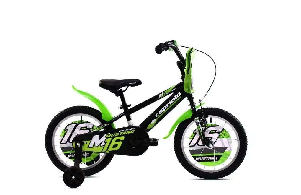 Bicicleta cu roti ajutatoare black lime Capriolo Mustang