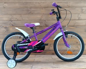 Bicicleta cu roti ajutatoare mov 18 inch Capriolo Rocket