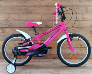 Bicicleta cu roti ajutatoare roz 18 inch Capriolo rocket