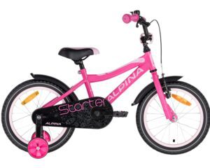 Bicicleta cu roti ajutatoaree roz Alpina Starter